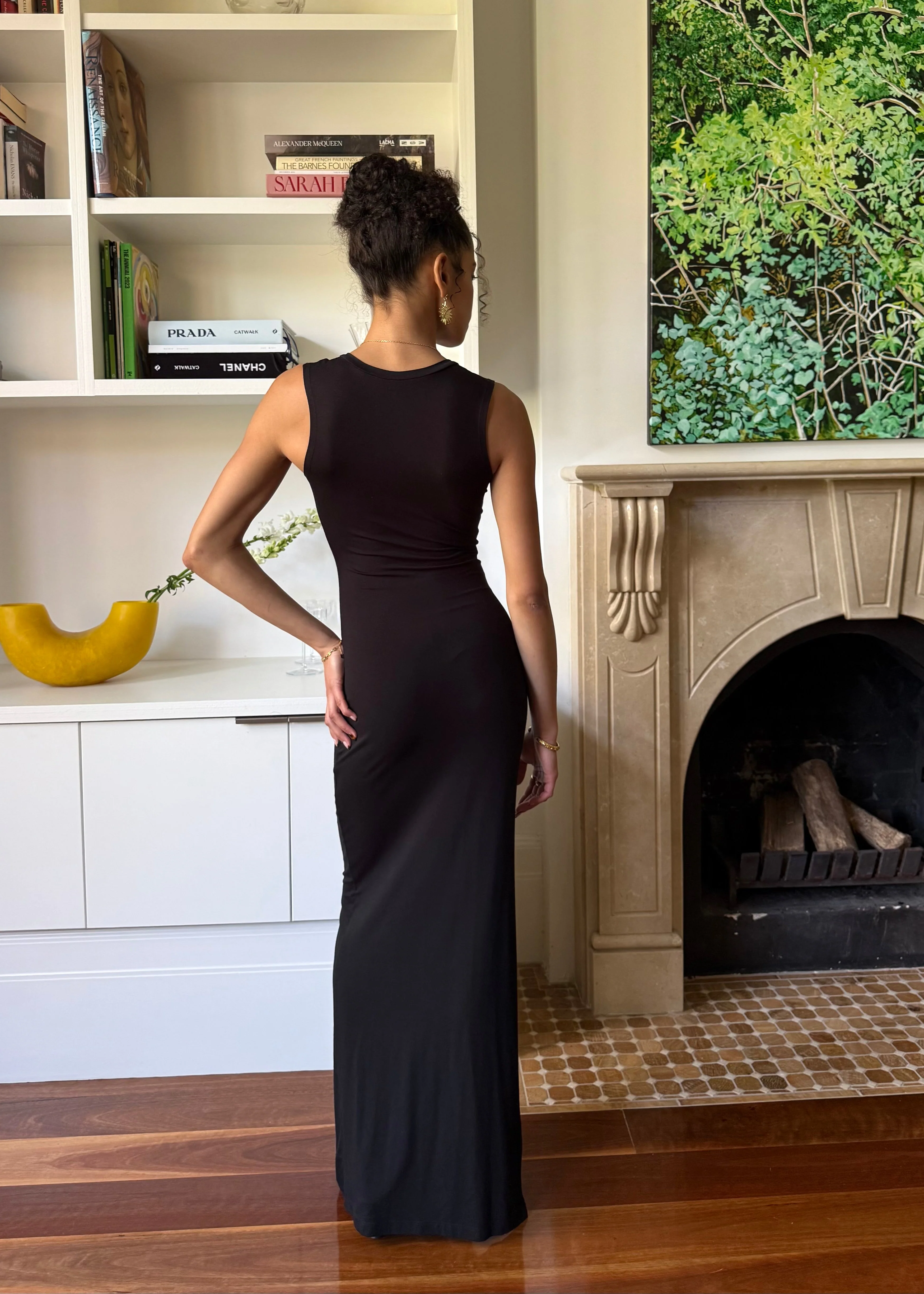 Bamboo v neck slip dress- Black - Image 6
