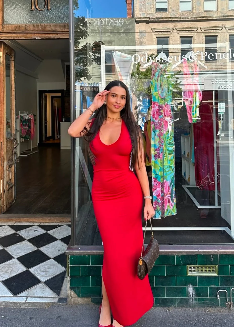 Bamboo v neck slip dress- 'Scarlet' - Image 10