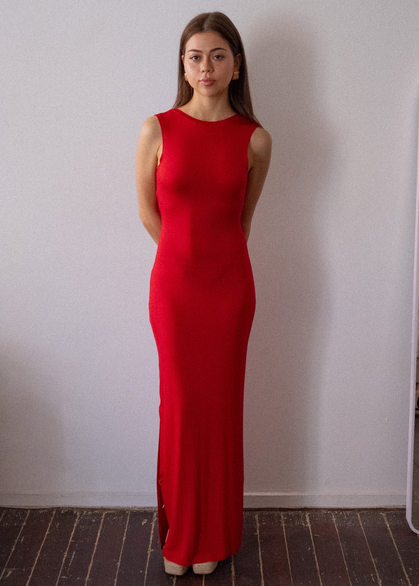 Bamboo v neck slip dress- 'Scarlet' - Image 3
