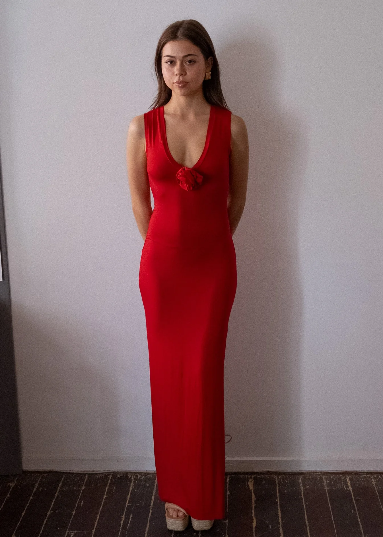 Bamboo v neck slip dress- 'Scarlet' - Image 7