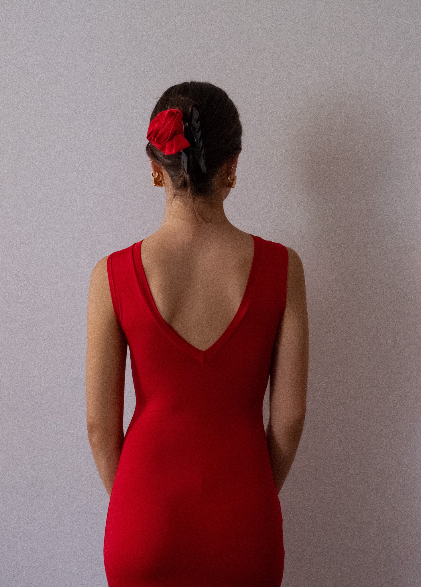 Bamboo v neck slip dress- 'Scarlet' - Image 9