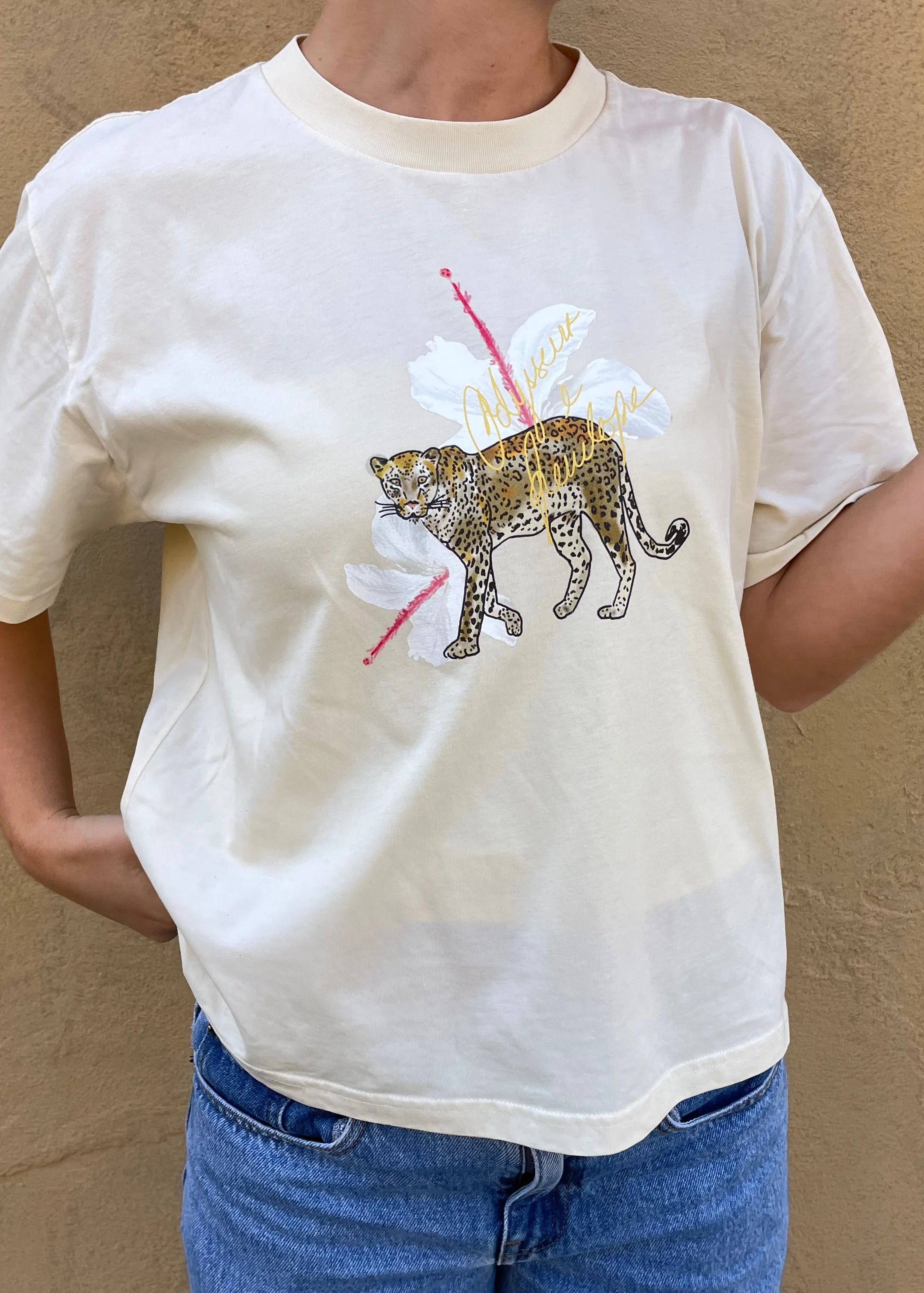 Leopard Hibiscus - butter T-shirt - Image 3